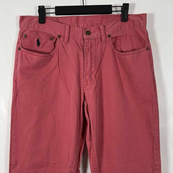 Vintage Polo Ralph Lauren Jeans Mens Size 32x32 Pink Navy Pony Straight Leg - Picture 2 of 16